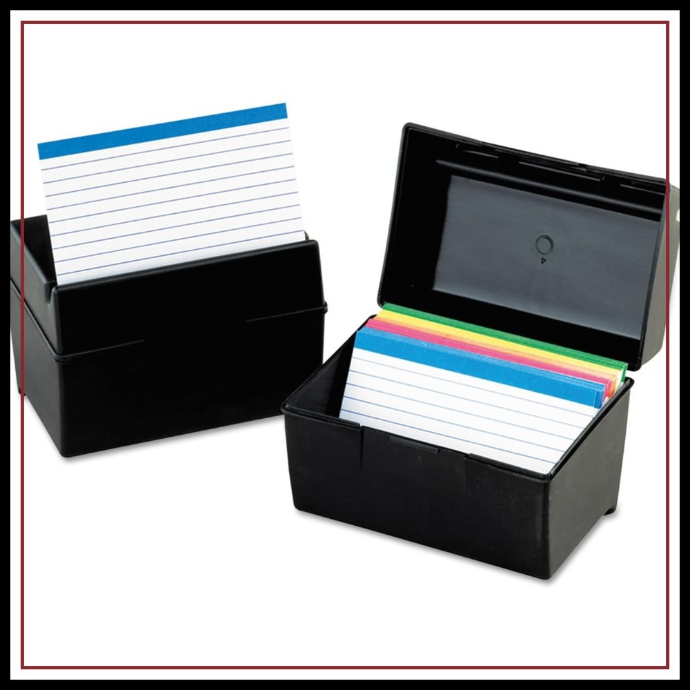 Card Index Box - Plastic Index Card Box, 4x6 Inches,
