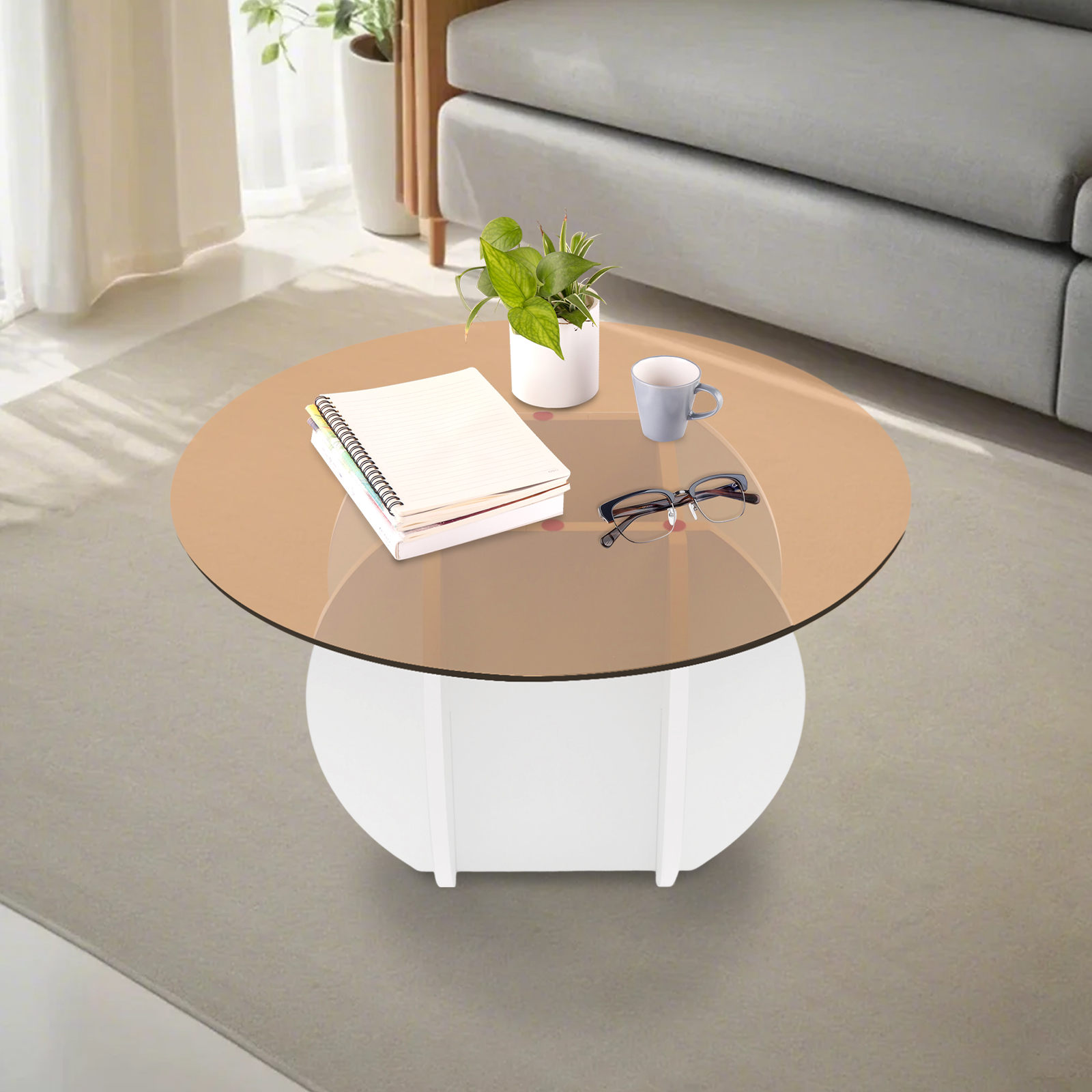 Modern Round Coffee Table 27.6 – обзор и цена Book Weight Glass