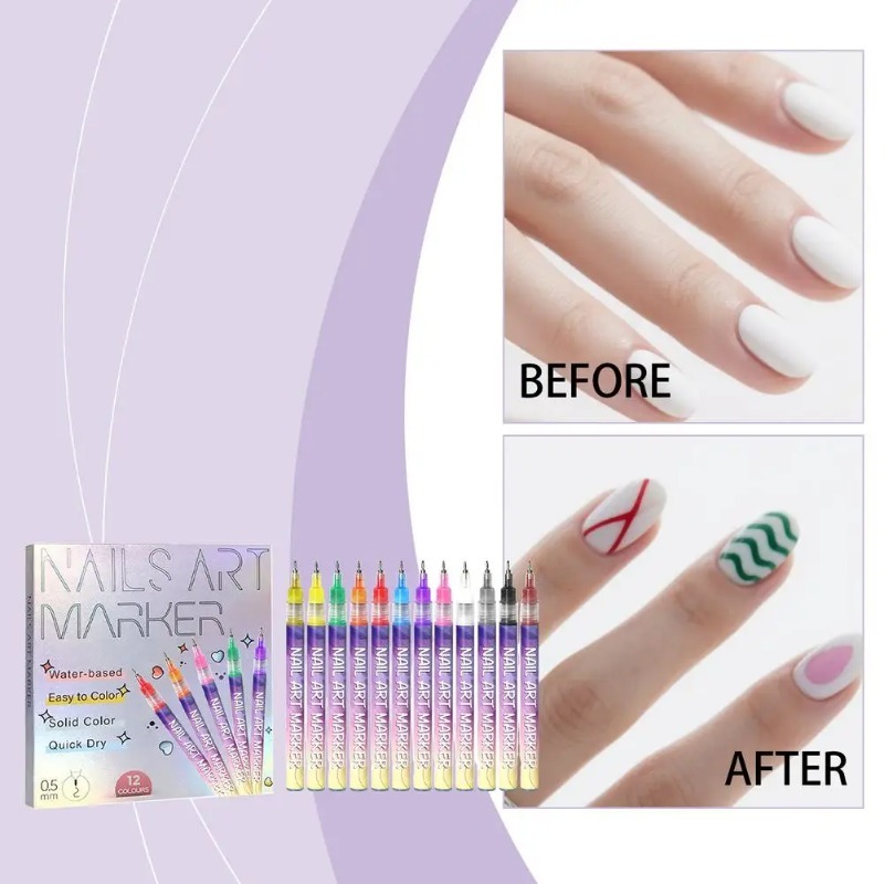 12Pcs/Set Multicolor Nail Art  – обзор и цена Correction Pen Fine