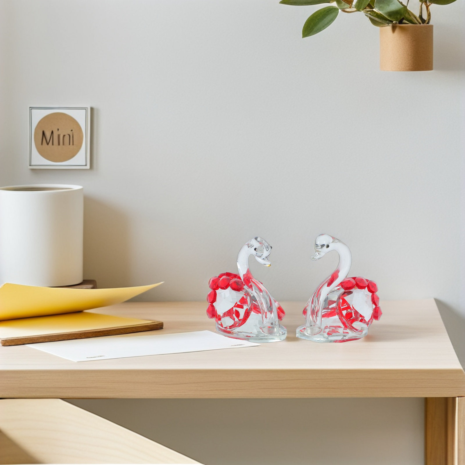 2Pcs Crystal Couple Swan Statu – обзор и цена Paper Weight Crystal