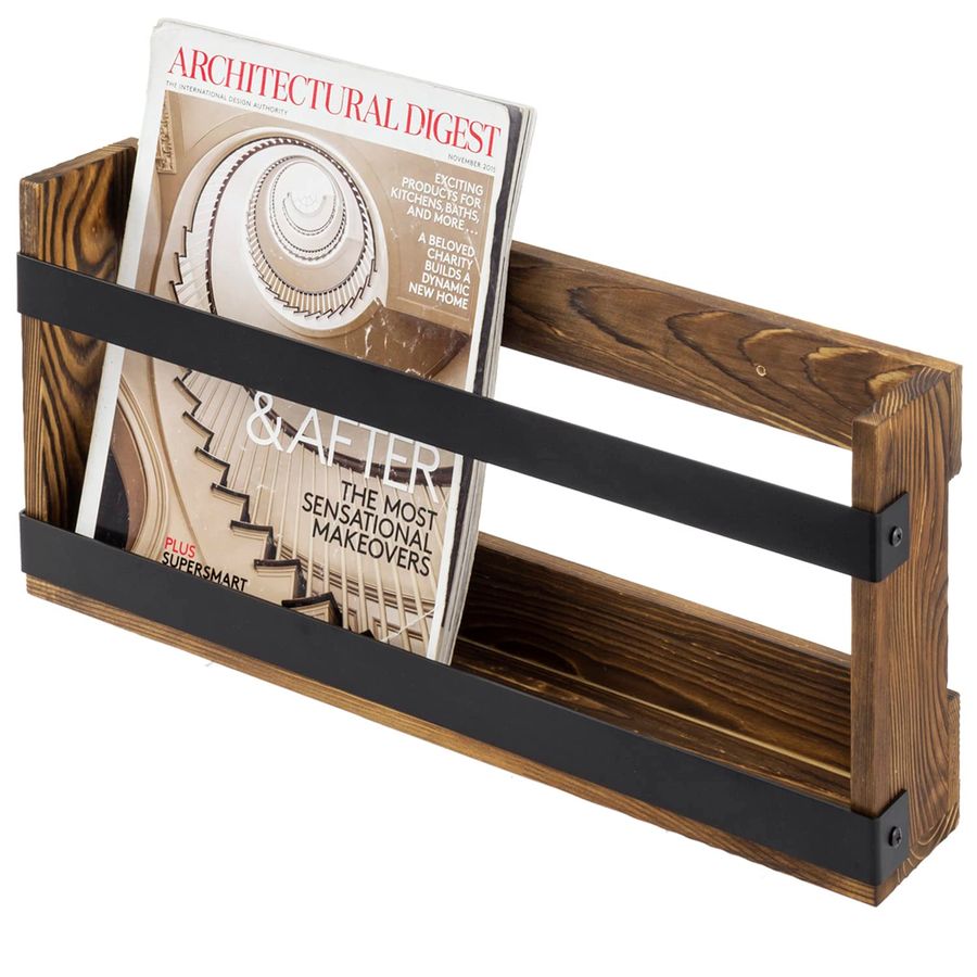 Rustic Burnt Solid Wood and In – обзор и цена Magazine Holder Rack